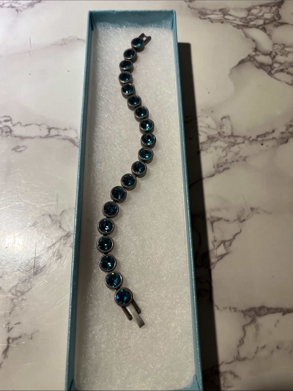 Dark turquoise Crystal Tennis Bracelet - Women's Jewelry